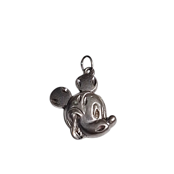 Disney Jewelry - Vtg Sterling Silver Disney Mickey Mouse Face Head Pendant Charm .75" 1.83g